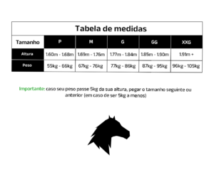 Jaqueta Masculina Tabela