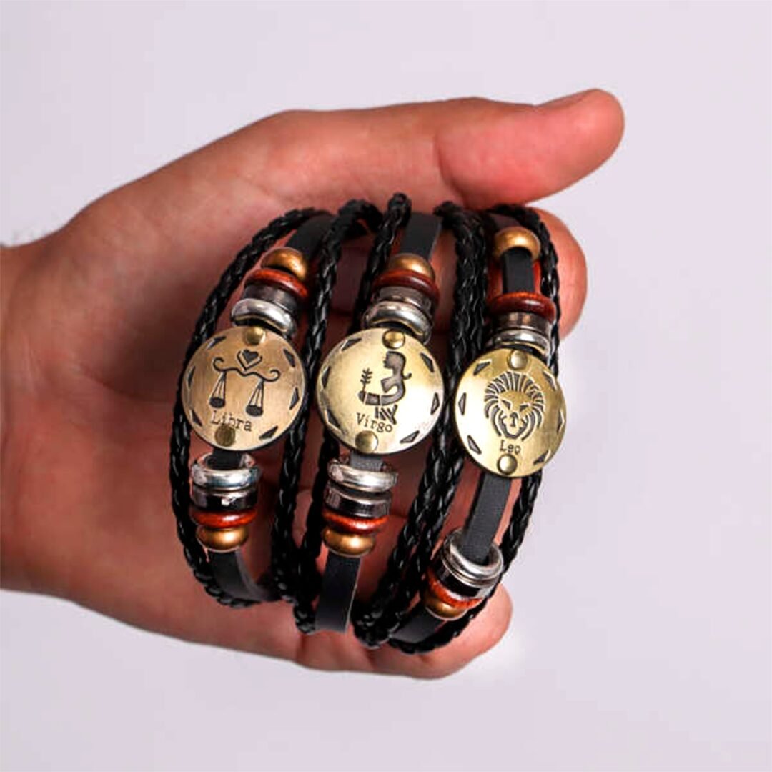 Pulseira de Signos do Zodíaco de Couro Legítimo - Clube Boss