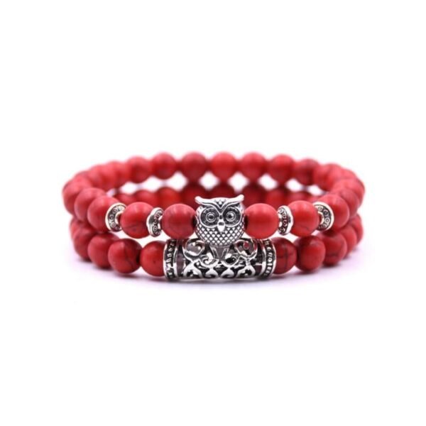 Bracelete Coruja da Liberdade com Pedras Naturais
