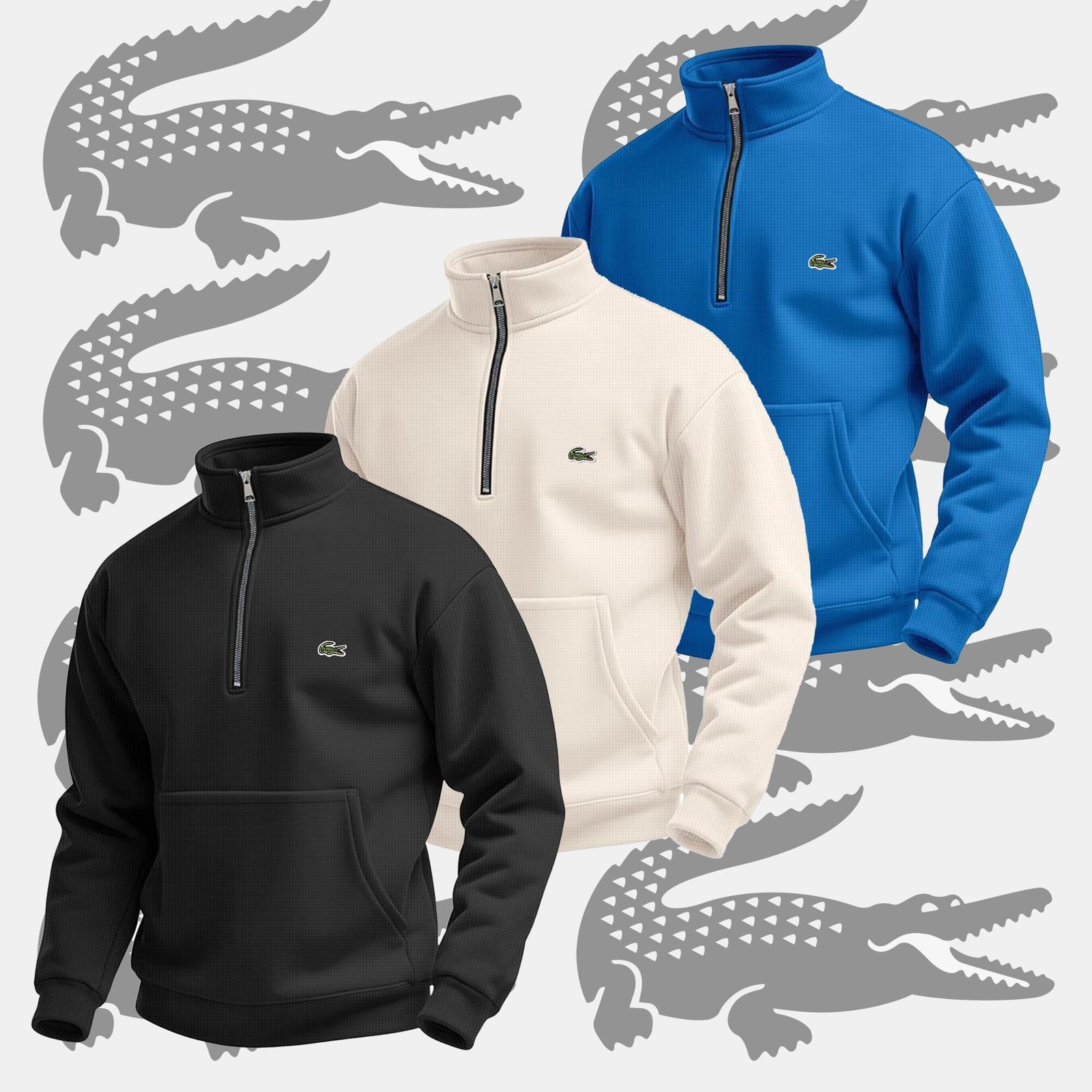 Halb-Reißverschluss-Sweatshirt für Herren – Vorder- und Rückansicht